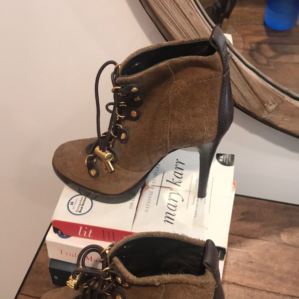Tory Burch Halima Gold Hardware brown suede boots - Picture 7 of 7